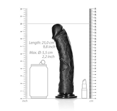 RealRock - Zakrzywione realistyczne dildo z jądrami i przyssawką 23 cm